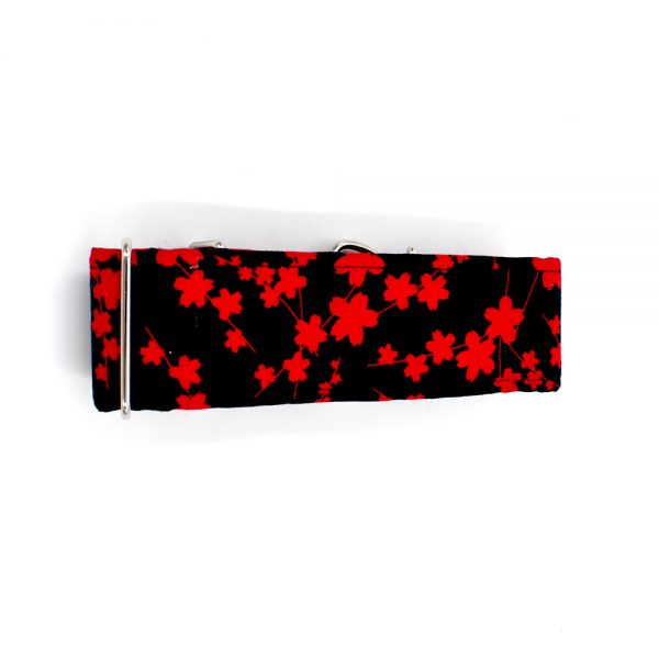 Greyhound martingale collar red flowers