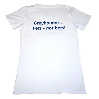 Ladies “Support Greyhound Adoption” T-Shirt  – white